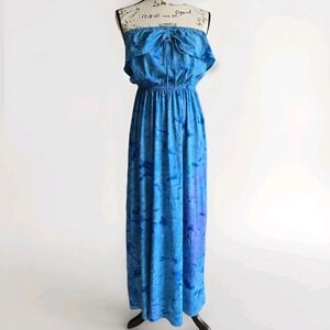 Band‎ Of Gypsies Blue Strapless Maxi Dress Size M Lightweight Travel Resort